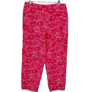 Talbots Women’s Size 16 Pink Floral Print Cotton Pants ankle new